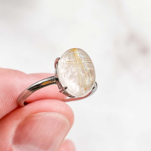 Кольцо с кварцем и рутилом (волосы Венеры)