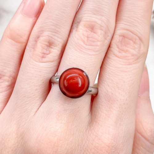 Кольцо с яшмой красной