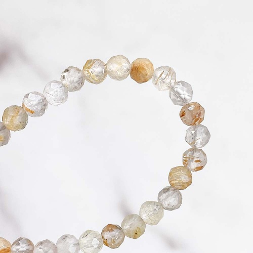 Браслет из кварца с рутилом (огранка)