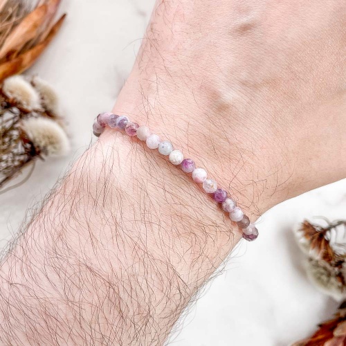 Браслет из лепидолита в породе (огранка)