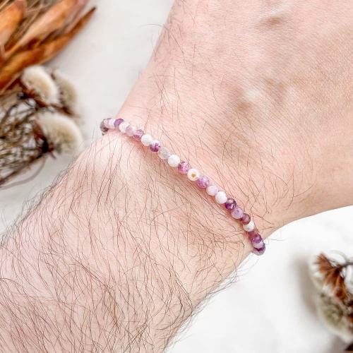 Браслет из лепидолита в породе (огранка)