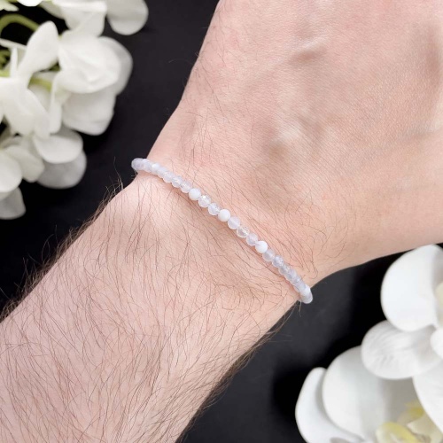 Браслет из агата голубого "сапфирин" (огранка)