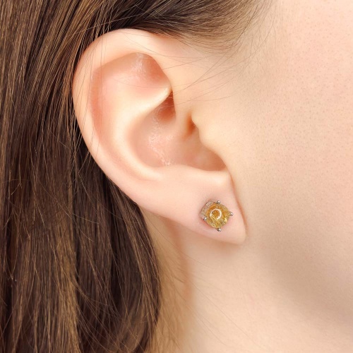 Пусеты из кварца с рутилом