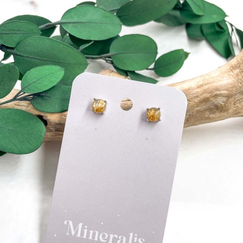 Пусеты из кварца с рутилом