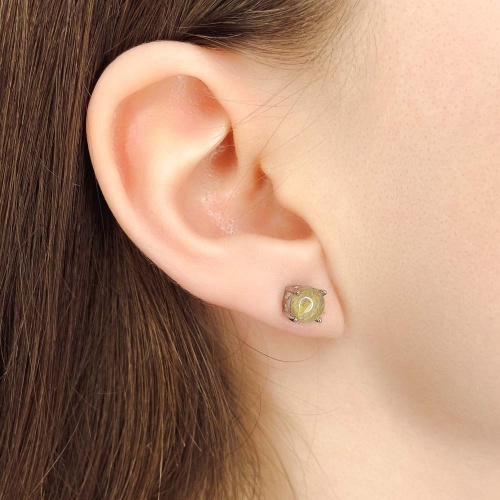 Пусеты из кварца с рутилом