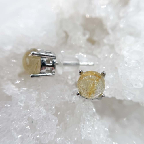 Пусеты из кварца с рутилом