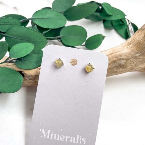 Пусеты из кварца с рутилом