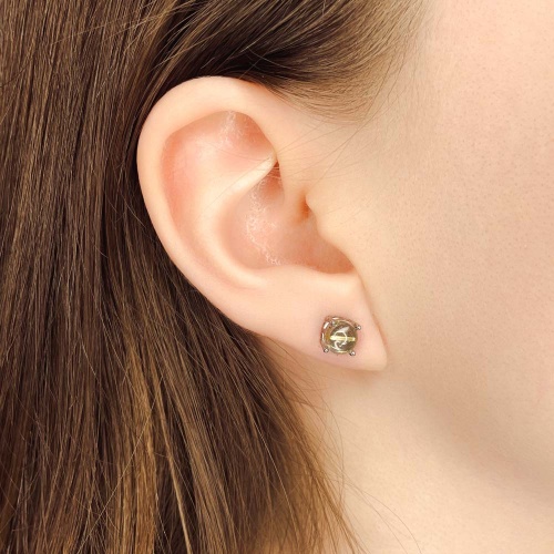 Пусеты из кварца с рутилом