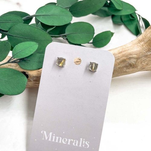 Пусеты из кварца с рутилом