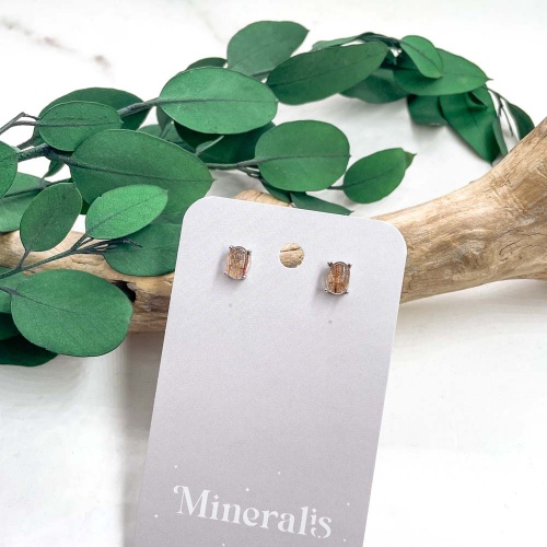 Пусеты из кварца с рутилом