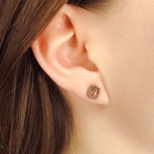 Пусеты из кварца с рутилом