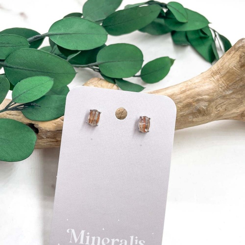 Пусеты из кварца с рутилом