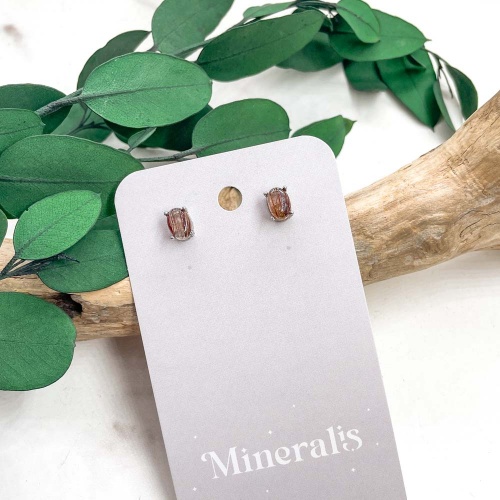 Пусеты из кварца с рутилом