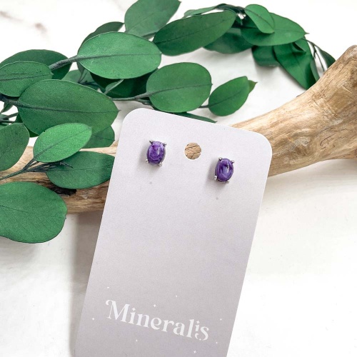 Пусеты из чароита