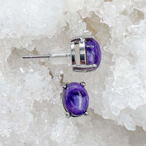 Пусеты из чароита