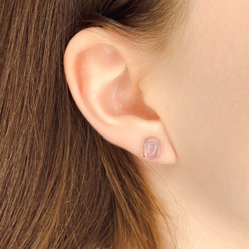 Пусеты из кварца розового