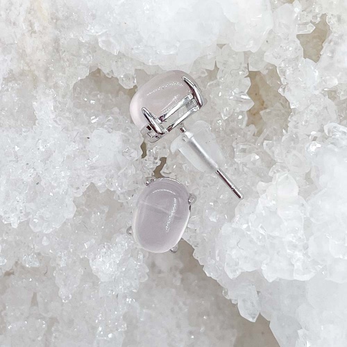 Пусеты из кварца розового