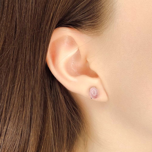 Пусеты из кварца розового