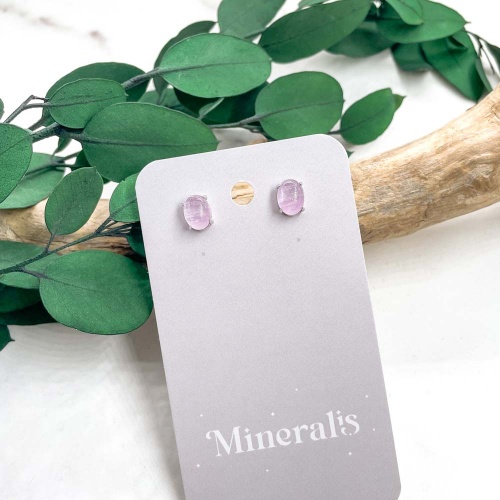 Пусеты из кварца розового