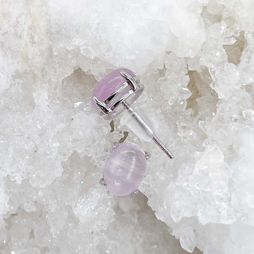 Пусеты из кварца розового