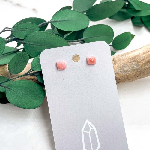 Пусеты из опала розового