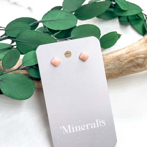 Пусеты из опала розового