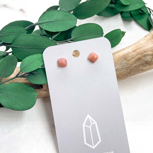 Пусеты из опала розового