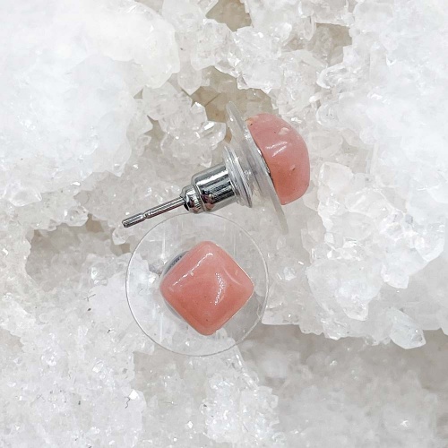 Пусеты из опала розового