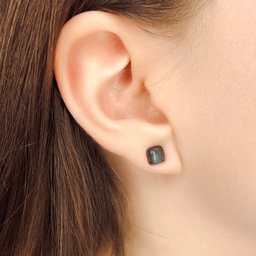 Пусеты из лабрадора (лабрадорита)