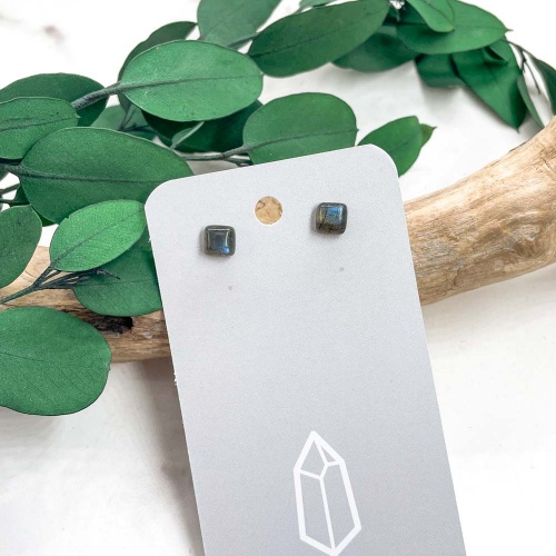 Пусеты из лабрадора (лабрадорита)