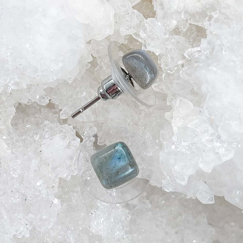 Пусеты из лабрадора (лабрадорита)