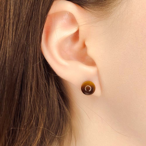 Пусеты из тигрового глаза