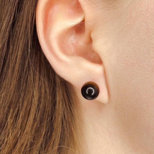 Пусеты из тигрового глаза