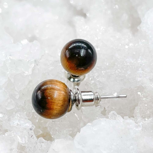 Пусеты из тигрового глаза