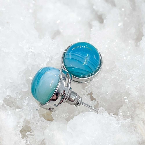 Пусеты из агата тонированного