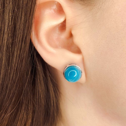 Пусеты из агата тонированного