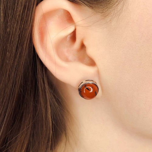 Пусеты из яшмы красной