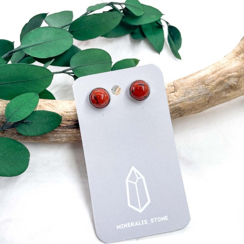 Пусеты из яшмы красной