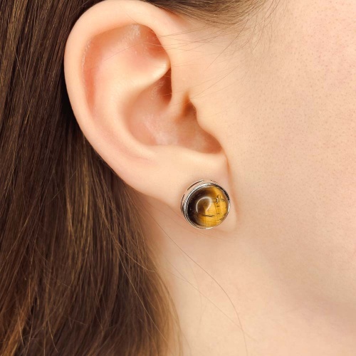 Пусеты из тигрового глаза