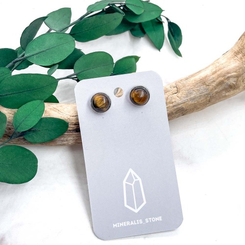 Пусеты из тигрового глаза