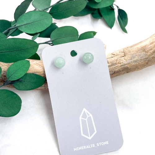 Пусеты из авантюрина зеленого