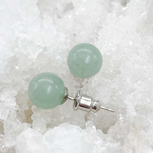 Пусеты из авантюрина зеленого