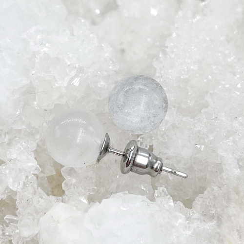 Пусеты из кварца белого