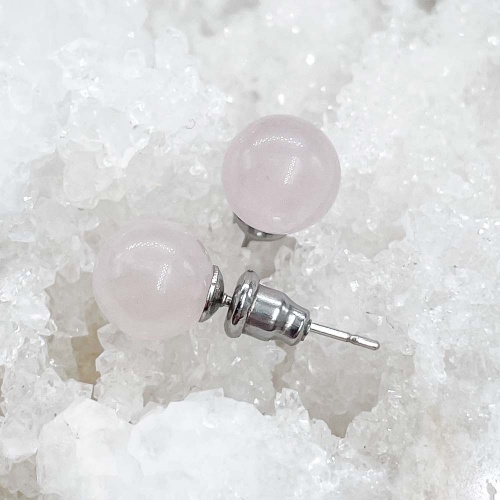 Пусеты из кварца розового