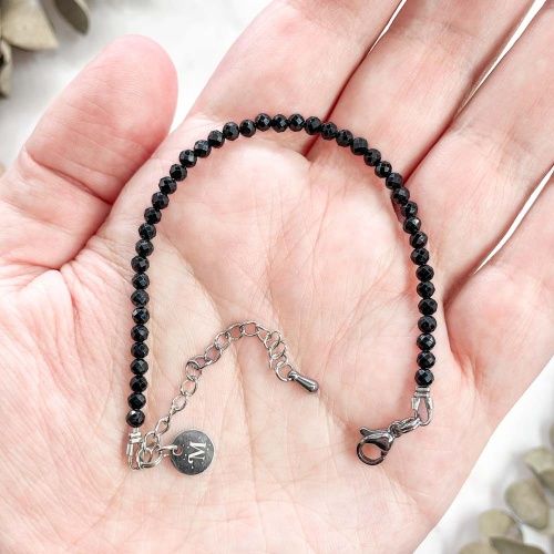 Браслет из шерла (черного турмалина) (огранка)