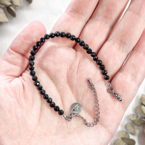 Браслет из шерла (черного турмалина) (огранка)