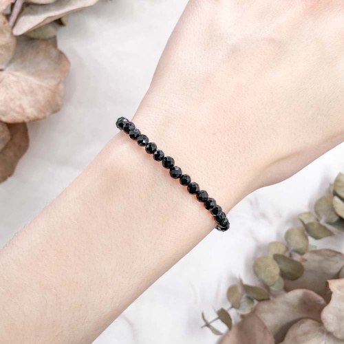 Браслет из шерла (черного турмалина) (огранка)