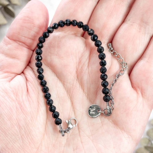 Браслет из шерла (черного турмалина) (огранка)