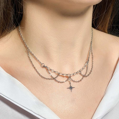 Колье из горного хрусталя с геметином