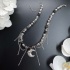 Колье из обсидиана серебристого с геметином